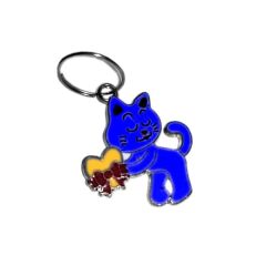 Kedi Tasma Aksesuarı Kalpli Kedi İsimlik 2×2.5 cm Mavi