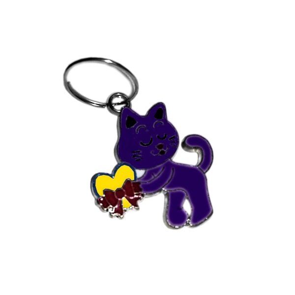 Kedi Tasma Aksesuarı Kalpli Kedi İsimlik 2×2.5 cm Mor