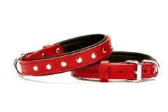 Doggie Deri Rivetli Köpek Tasması 2x35-40 cm Kırmızı