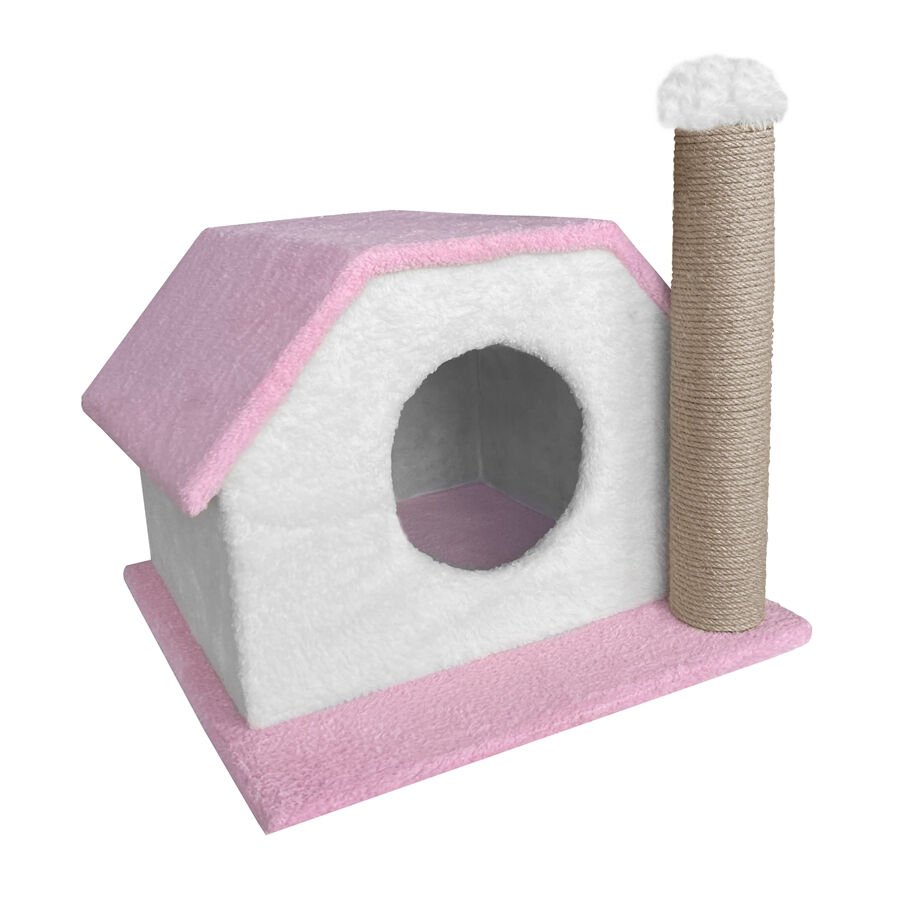 Markapet Tırmalamalı Kedi Klubesi 33 x 40 x 45 cm Pembe-Beyaz