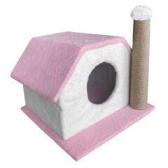 Markapet Tırmalamalı Kedi Klubesi 33 x 40 x 45 cm Pembe-Beyaz