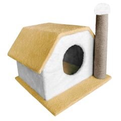 Markapet Tırmalamalı Kedi Klubesi 33 x 40 x 45 cm Hardal-Beyaz