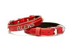 Doggie Deri İsimlikli Köpek Tasması 2x30-35 cm Kırmızı