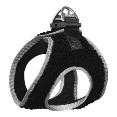 Üç Kilitli Kürklü Kedi Köpek Göğüs Tasması 28-34 cm X-Small Siyah