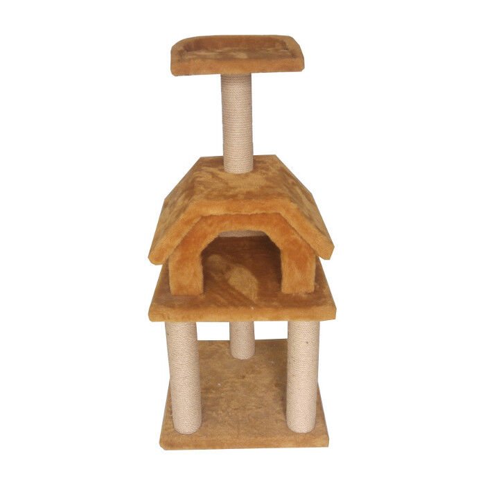 Catia 3 Katlı Kubbeli Yuvalı Kedi Tırmalama 45/45/113 Cm Kahverengi