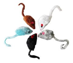 Peluş Tüylü Fare Kedi Oyuncağı 12*5*2 cm 3 Adet Renkli