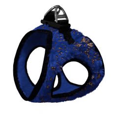 Üç Kilitli Simli Peluş Kedi Köpek Göğüs Tasması 30-38 cm Small Lacivert
