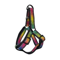 Köpek Göğüs Tasma Seti Reflektörlü Gökkuşağı Desenli 120 cm-50 cm-70 cm Renkli