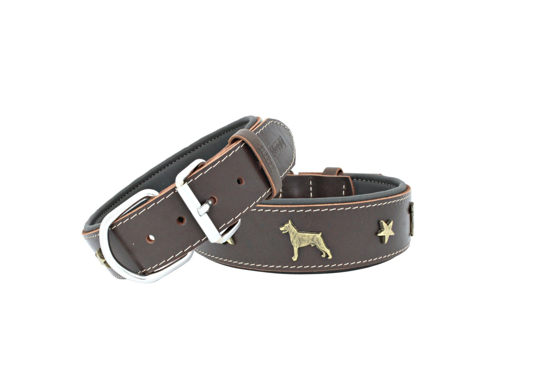 Doggie Köpek İşlemeli Deri Boyun Tasması 4*75 cm Kahverengi