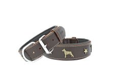 Doggie Köpek İşlemeli Deri Boyun Tasması 4*75 cm Kahverengi