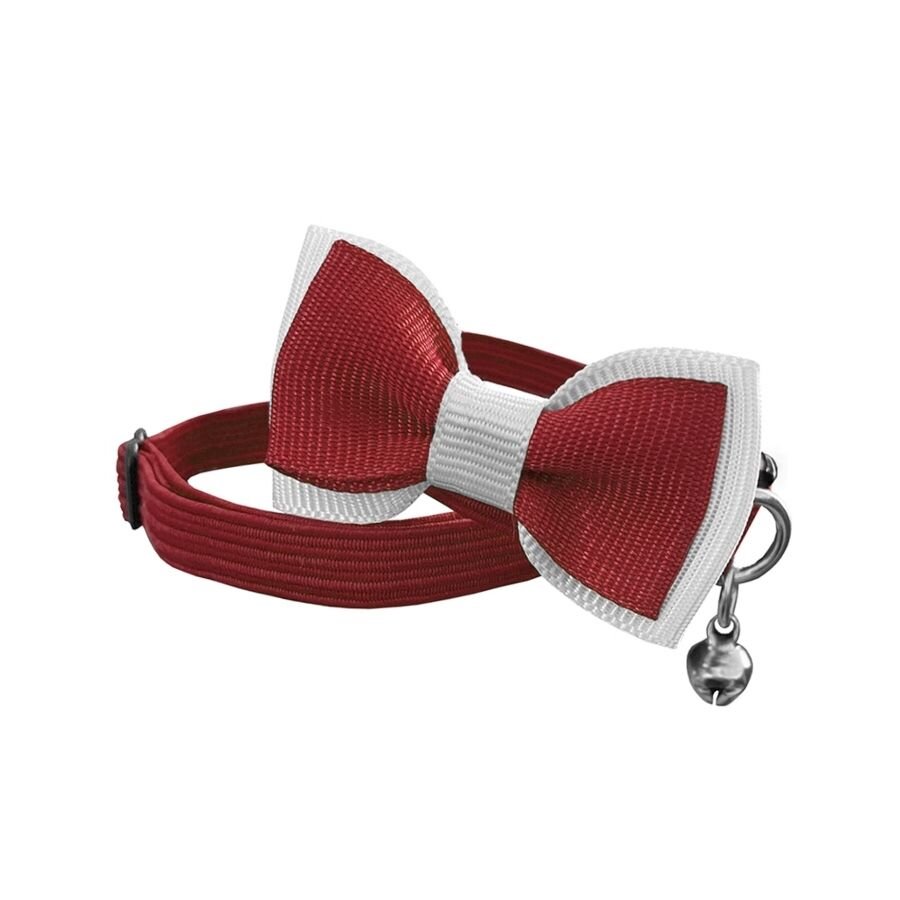 Markapet Papyonlu Elastik Örme Kedi Tasması 18,5 cm-29 cm Kırmızı