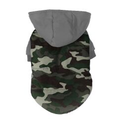 Kedi Köpek Montu Yeşil-Gri Kamuflaj 21*34 cm XXXSmall