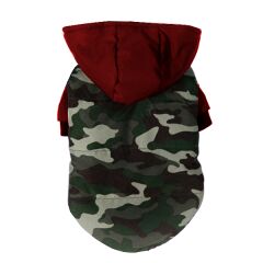 Kedi Köpek Montu Yeşil-Kırmızı Kamuflaj 24*40 cm XXSmall