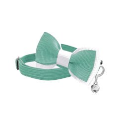 Markapet Papyonlu Elastik Örme Kedi Tasması 18,5 cm-29 cm Mint Yeşili