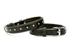 Doggie Kristal Taşlı Deri Köpek Boyun Tasması 2 cm / 55 cm Siyah