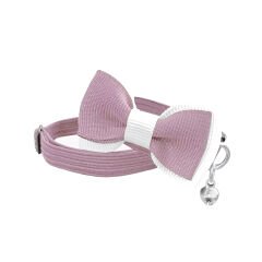 Markapet Papyonlu Elastik Örme Kedi Tasması 18,5 cm-29 cm Açık Pembe
