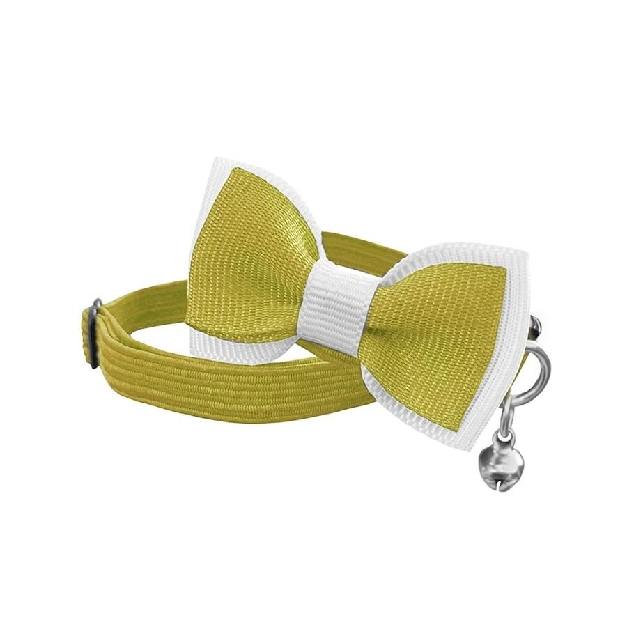 Markapet Papyonlu Elastik Örme Kedi Tasması 18,5 cm-29 cm Sarı