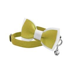 Markapet Papyonlu Elastik Örme Kedi Tasması 18,5 cm-29 cm Sarı