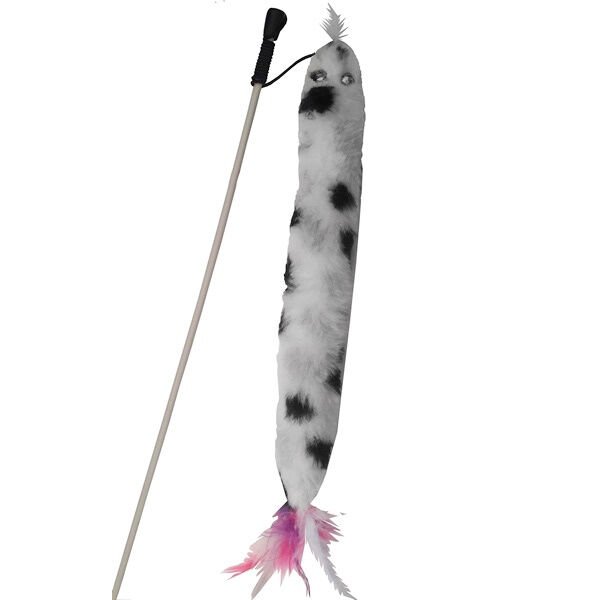 Peluş Yılanlı Kedi Oyun Oltası 40 cm-120 cm Siyah-Beyaz