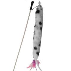 Peluş Yılanlı Kedi Oyun Oltası 40 cm-120 cm Siyah-Beyaz