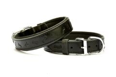 Doggie Kemik Desenli Deri Köpek Boyun Tasması 3x42x50 cm Siyah