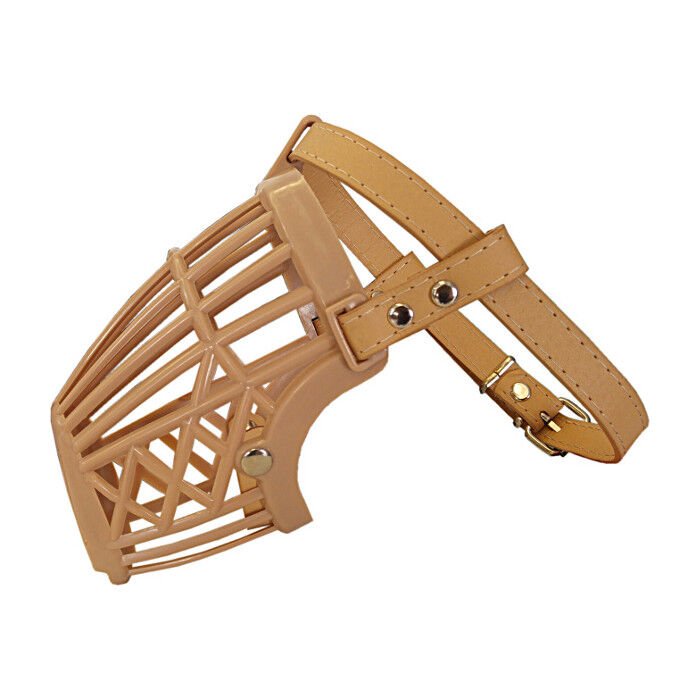 Karamel Pet Plastik Köpek Ağızlığı 12 cm-35 cm Bej Large