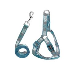 Köpek Göğüs Tasma Seti Köpek Desenli 120 cm-47 cm-67 cm Açık Mavi