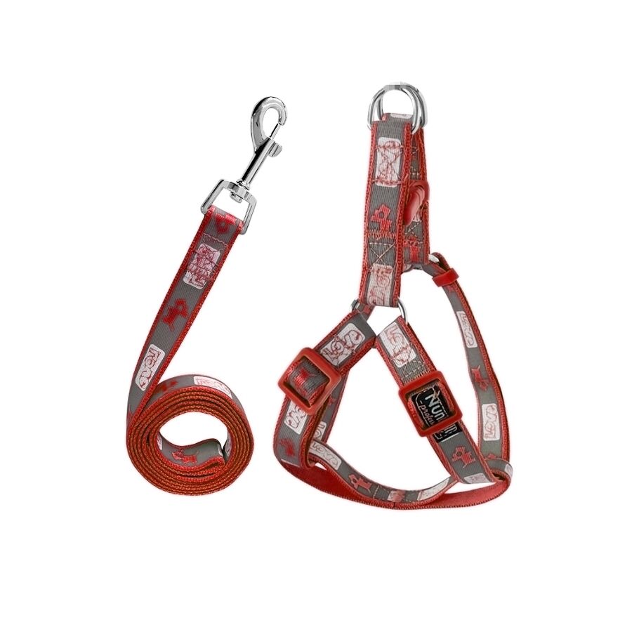 Köpek Göğüs Tasma Seti Köpek Desenli 120 cm-47 cm-67 cm Turuncu