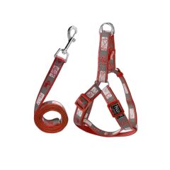 Köpek Göğüs Tasma Seti Köpek Desenli 120 cm-47 cm-67 cm Turuncu