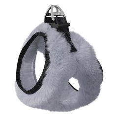 Üç Kilitli Peluş Kedi Köpek Göğüs Tasması 20-24 cm XXX-Small Gri