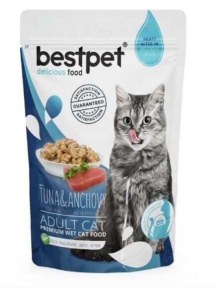 BestPet Pouch Ton Balıklı ve Hamsili Yetişkin Kedi Konservesi 85gr