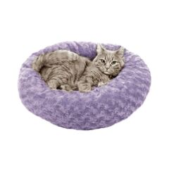 Kedi Köpek Simit Yatak Gül Desenli  58*12 cm Eflatun