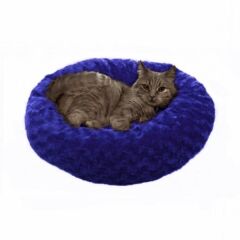 Kedi Köpek Simit Yatak Gül Desenli  58*12 cm Mavi