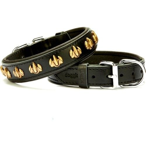 Doggie Comfort Pençe Metal Süslü Deri Boyun Tasması 3x55 cm Siyah