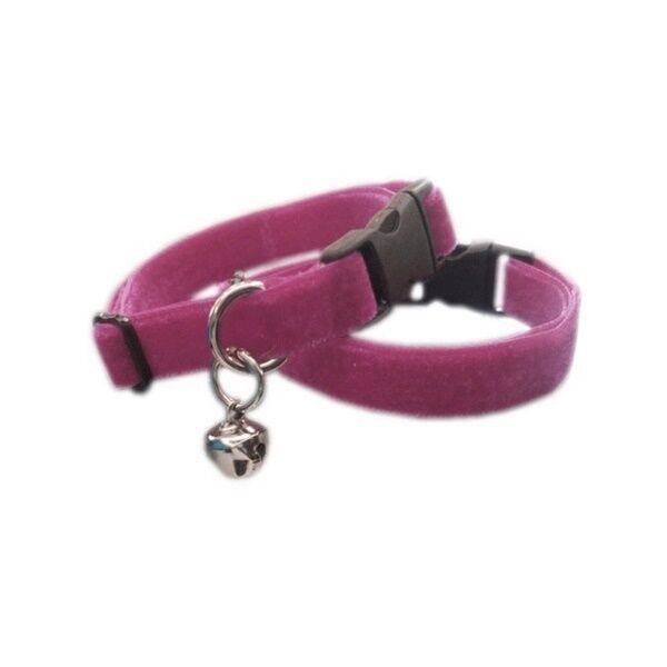 Kedi boyun tasması kadife dokulu çanlı 1*30 cm Mürdüm