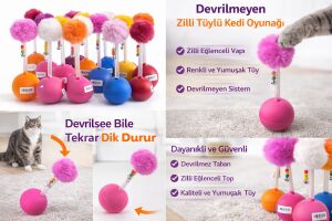 Dev Hacıyatmaz Kedi Oyuncağı XXL 33 CM Tüylü Zilli Oyuncak 1 Adet