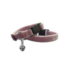 Kedi boyun tasması kadife dokulu çanlı 1*30 cm Açık pembe