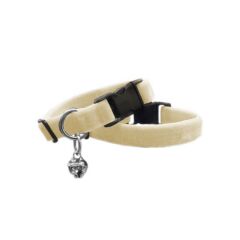 Kedi boyun tasması kadife dokulu çanlı 1*30 cm Gri
