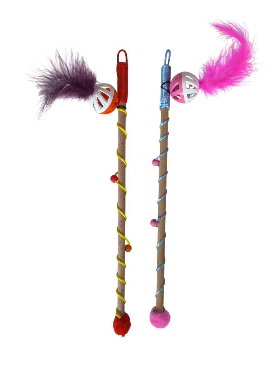 Karamel Sesli Toplu Tüylü Kedi Oltası 40-50 cm Renkli