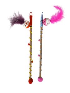 Karamel Sesli Toplu Tüylü Kedi Oltası 40-50 cm Renkli