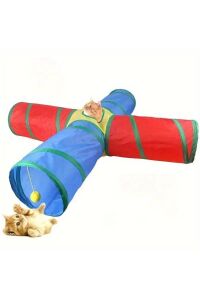 KP 4 Yollu Kedi Tüneli Katlanır Gökkuşağı Kedi Köpek Oyun Tüneli Evcil Hayvan Oyun Tüneli 125 cm