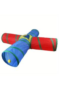 KP 4 Yollu Kedi Tüneli Katlanır Gökkuşağı Kedi Köpek Oyun Tüneli Evcil Hayvan Oyun Tüneli 125 cm