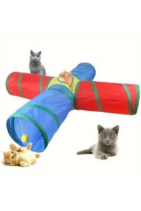 KP 4 Yollu Kedi Tüneli Katlanır Gökkuşağı Kedi Köpek Oyun Tüneli Evcil Hayvan Oyun Tüneli 125 cm