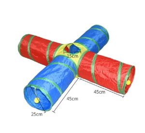 KP 4 Yollu Kedi Tüneli Katlanır Gökkuşağı Kedi Köpek Oyun Tüneli Evcil Hayvan Oyun Tüneli 125 cm