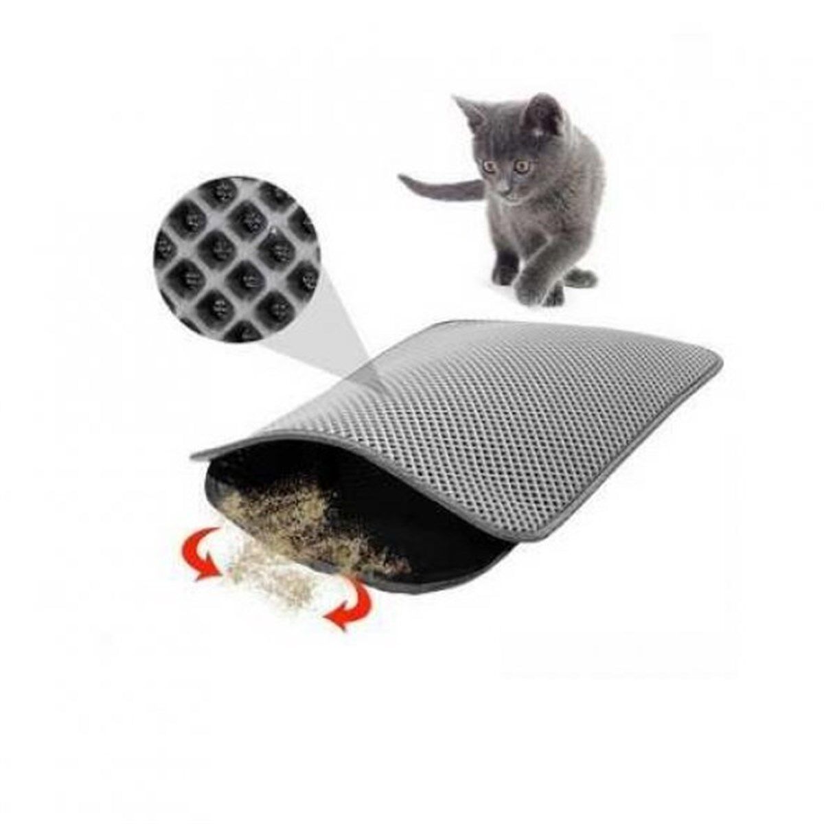 Ans Elekli Kedi Tuvalet Önü Paspası 60 x 45 cm Gri