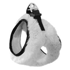 Üç Kilitli Peluş Kedi Köpek Göğüs Tasması 24-28 cm XX-Small Beyaz