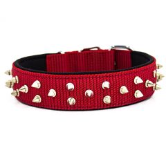 Doggie Konfor El Yapımı Çivili Köpek Boyun Tasması 4x57-65cm Kırmızı