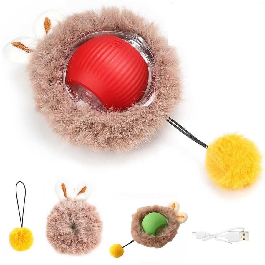 KP Şarjlı Hareketli Peluş Kedi Oyuncağı Kuyruklu 5 cm – İnteraktif Titreşimli Hareketli Top