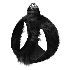 Üç Kilitli Peluş Kedi Köpek Göğüs Tasması 28-34 cm X-Small Siyah