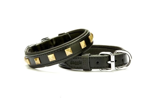 Doggie Piramit Metal İşlemeli Deri Köpek Boyun Tasması 2,5x37x45 cm Siyah